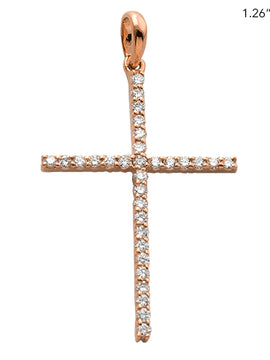 14KR 0.30CTW DIAMOND THIN CROSS PENDANT