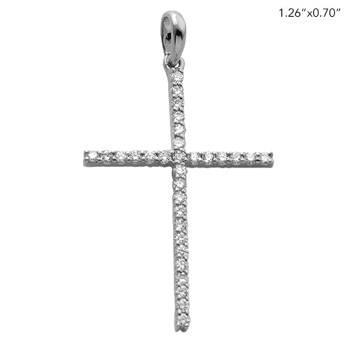 14KW 0.30CTW DIAMOND THIN CROSS PENDANT