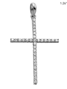 14KW 0.30CTW DIAMOND THIN CROSS PENDANT