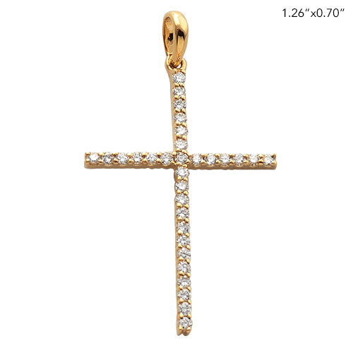 14KY 0.30CTW DIAMOND THIN CROSS PENDANT