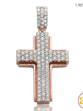 14KR 3.00CTW DIAMOND 3-D RAISED CROSS ON GOLD