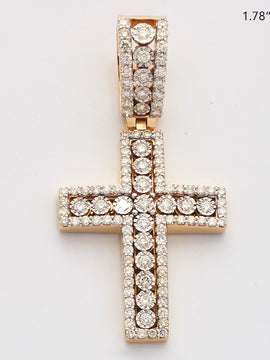 10KY 1.35CTW ILLUSION SET DIAMOND CROSS PENDANT