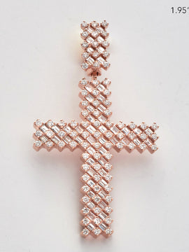 14KR 2.85CTW BAGUETTE DIAMOND CROSS PENDANT