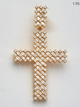 14KY 2.25CTW BAGUETTE DIAMOND CROSS PENDANT