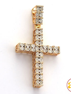 10KY 0.60CTW ILLUSION SET DIAMOND 2-ROW CROSS