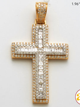 14KY+W 2.75CTW BAGUETTE DIAMOND CROSS