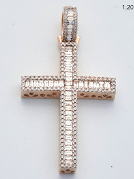 14KR 2.80CTW BAGUETTE DIAMOND CROSS