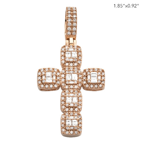 14KR 1.80CTW BAGUETTE DIAMOND CROSS PENDANT