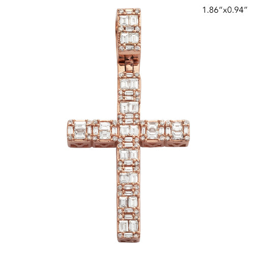 14KR 1.85CTW BAGUETTE DIAMOND CROSS PENDANT