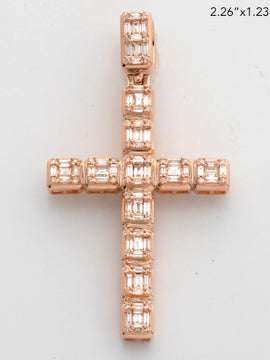 14KR 1.90CTW BAGUETTE DIAMOND CROSS PENDANT