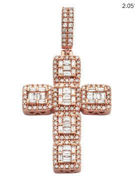 14KR 2.55CTW BAGUETTE DIAMOND CROSS PENDANT