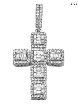 14KW 2.55CTW BAGUETTE DIAMOND CROSS PENDANT