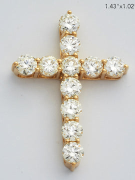 14KY 4.80CTW DIAMOND 11 STONE 3-PRONG CROSS