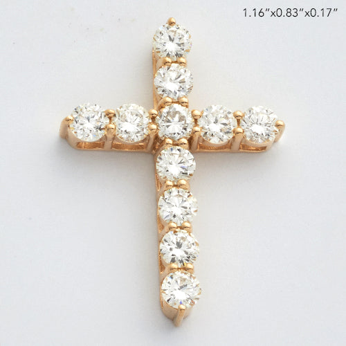 14KY 2.35CTW DIAMOND 11 STONE 3-PRONG CROSS