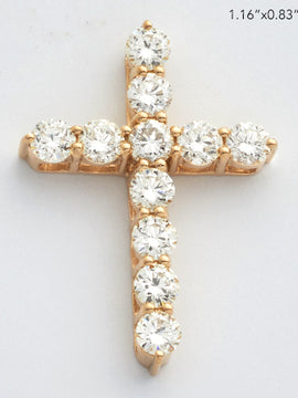 14KY 2.35CTW DIAMOND 11 STONE 3-PRONG CROSS