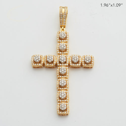 10KY+W 1.00CTW DIAMOND ROUND CLUSTER CROSS