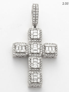 14KW 2.75CTW DIAMOND SQUARE CLUSTER CROSS PENDANT