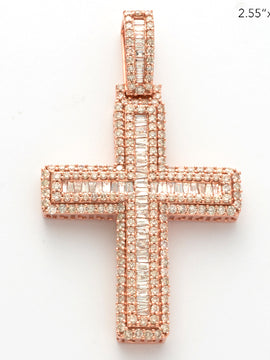 14KR 4.50CTW BAGUETTE DIAMOND CROSS