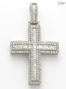 14KW 4.50CTW BAGUETTE DIAMOND CROSS