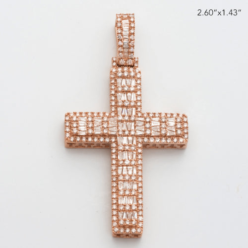 14KR 4.55CTW BAGUETTE DIAMOND CROSS PENDANT