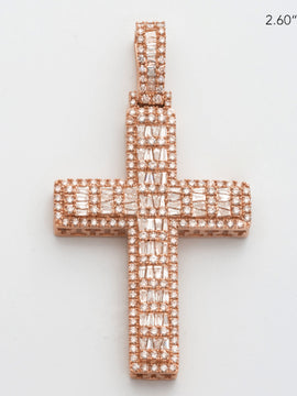 14KR 4.55CTW BAGUETTE DIAMOND CROSS PENDANT