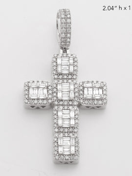 14KW 2.65CTW BAGUETTE DIAMOND SQUARE CLUSTER CROSS