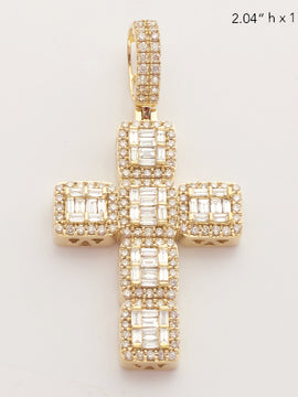 14KY 2.65CTW BAGUETTE DIAMOND SQUARE CLUSTER CROSS