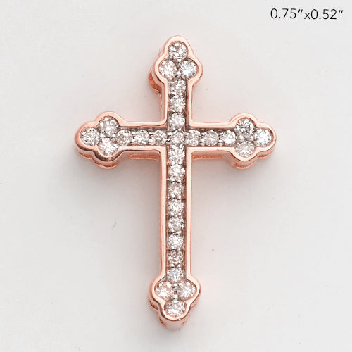 14KR 0.20CTW DIAMOND FLEUR DE LIS CROSS - BEZEL