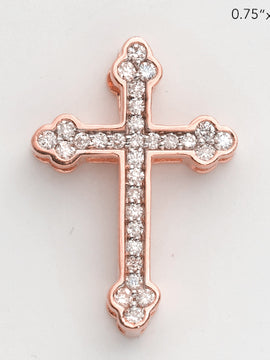 14KR 0.20CTW DIAMOND FLEUR DE LIS CROSS - BEZEL