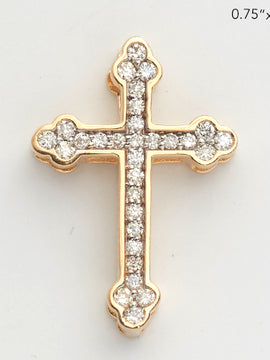 14KY 0.20CTW DIAMOND FLEUR DE LIS CROSS - BEZEL