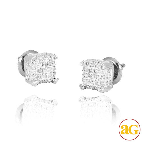 10KW 0.30CTW DIAMOND DICE MICRO PAVE EARRINGS