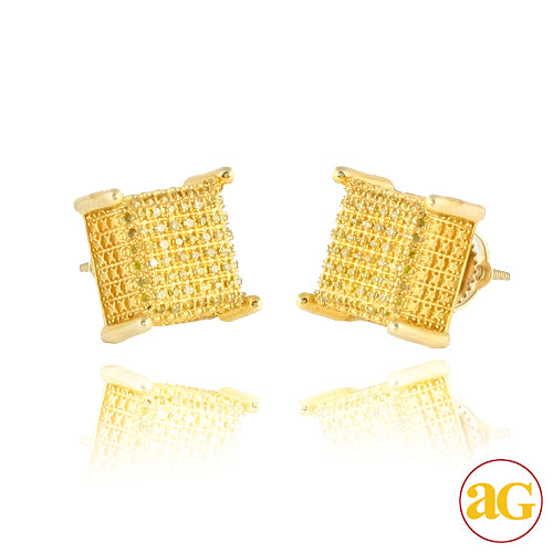 10KY 0.25CTW YELLOW DIAMOND DICE EARRINGS