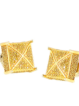 10KY 1.00CTW YELLOW DIAMOND DICE EARRINGS