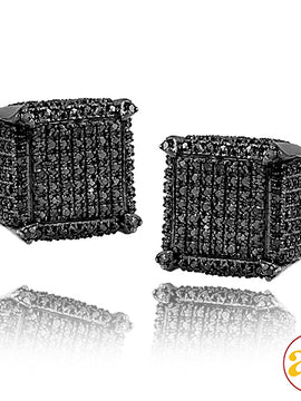 10KB 0.65CTW BLACK DIAMOND DICE EARRINGS