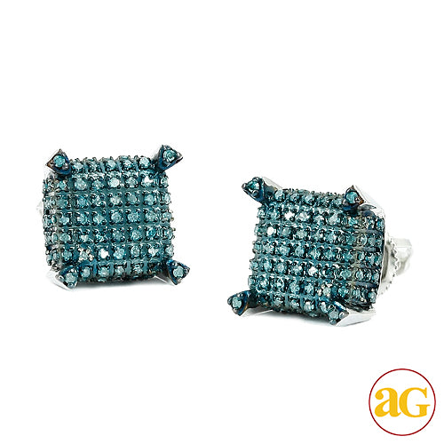 10KW 0.65CTW BLUE DIAMOND DICE EARRINGS