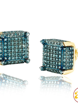 10KY 0.85CTW BLUE DIAMOND DICE EARRINGS