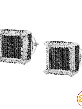 10KW 0.65CTW BLACK & WHITE DIAMOND DICE EARRINGS