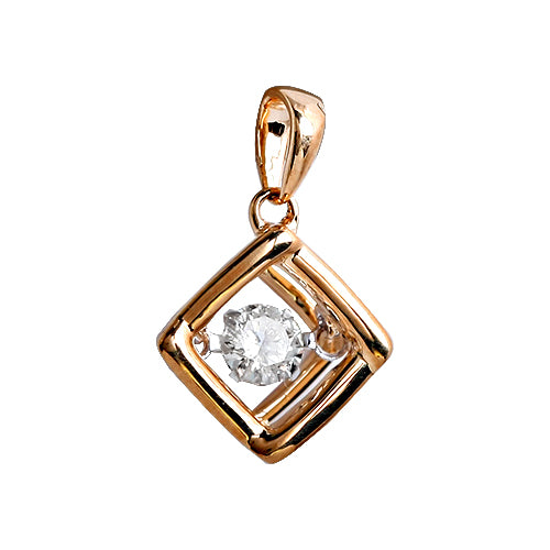 14KR 0.15CTW DANCING DIAMOND PENDANT