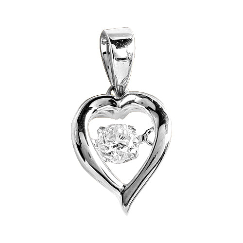 14KW 0.15CTW DANCING DIAMOND HEART PENDANT