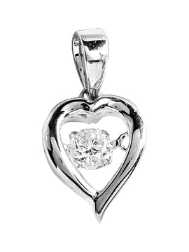 14KW 0.15CTW DANCING DIAMOND HEART PENDANT