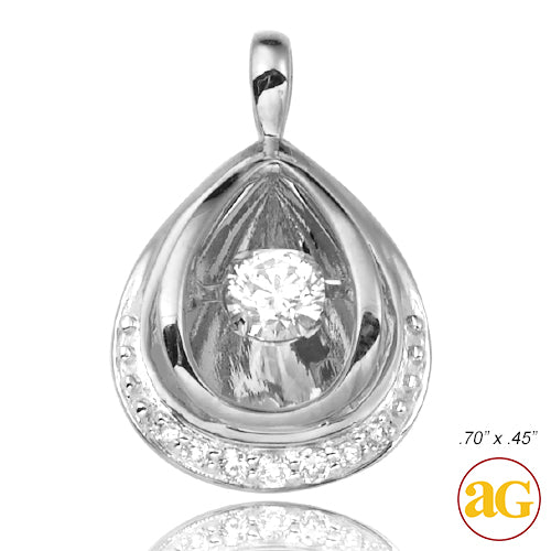 14KW+R 0.25CTW DANCING DIAMOND PENDANT