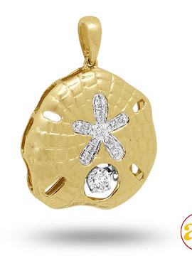 14KY 0.30CTW DANCING DIAMOND SEASHELL PENDANT [0.1