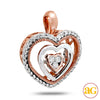 14KR 0.20CTW DANCING DIAMOND DOUBLE HEART PENDANT