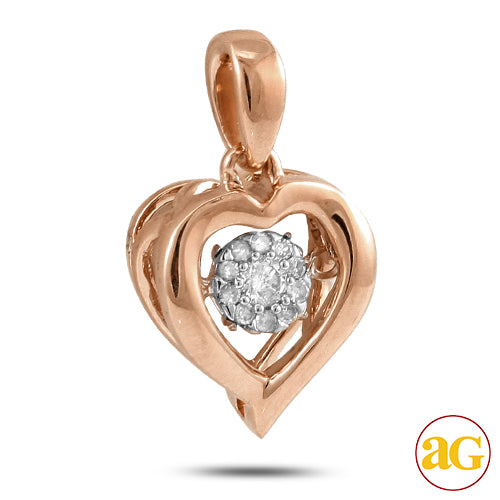 14KR 0.10CTW DANCING DIAMOND HEART SHAPED PENDANT