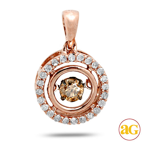 14KR 0.35CTW CHAMPAGNE DANCING DIAMOND PENDNAT [0.