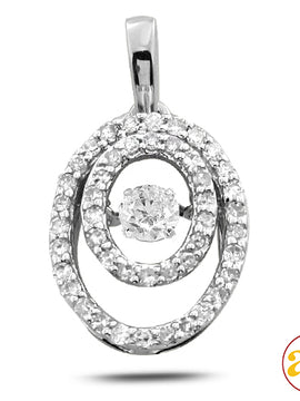 14KW 0.25CTW DANCING DIAMOND DOUBLE OVAL PENDANT