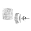 14KW 1.75CTW DIAMOND SQUARE DOME EARRINGS