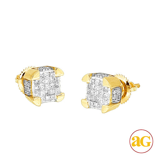 10KY 0.50CTW DIAMOND DICE PRINCESS CUT EARRING