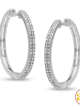 14KW 0.33CTW DIAMOND HOOP EARRINGS