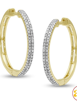 14KY 0.33CTW DIAMOND HOOP EARRINGS